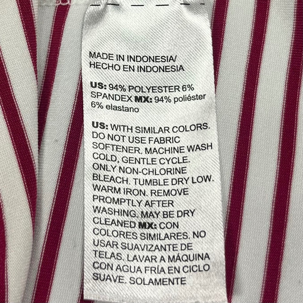 Chico's Quarter Zip Top Womens Burgundy White Striped Long Sleeve Size 1 M - Picture 4 of 6